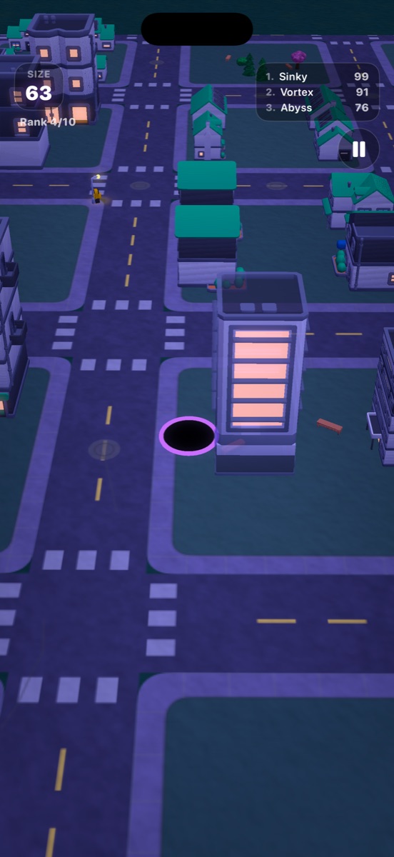 Hole: a hole swallowing a neon city at night
